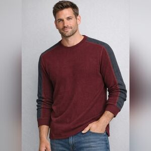 Van Heusen Men's Crewneck Sweater in Burgundy with Charcoal Sleeves